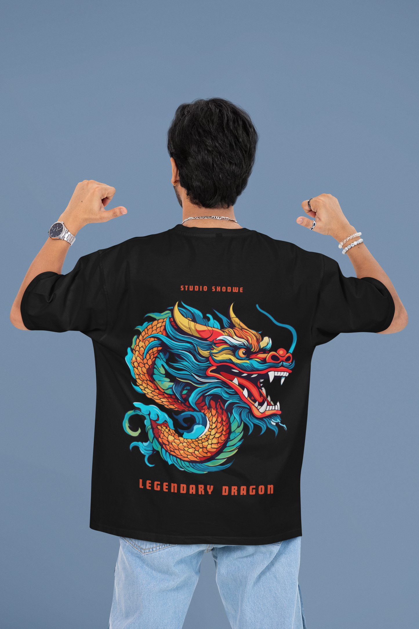 Legendary Dragon Anime: Black Oversized T-Shirt