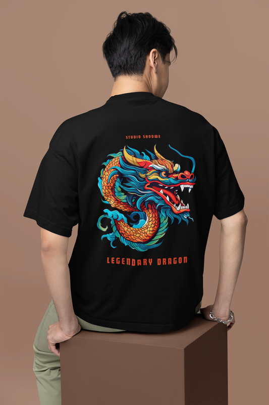 Legendary Dragon Anime: Black Oversized T-Shirt