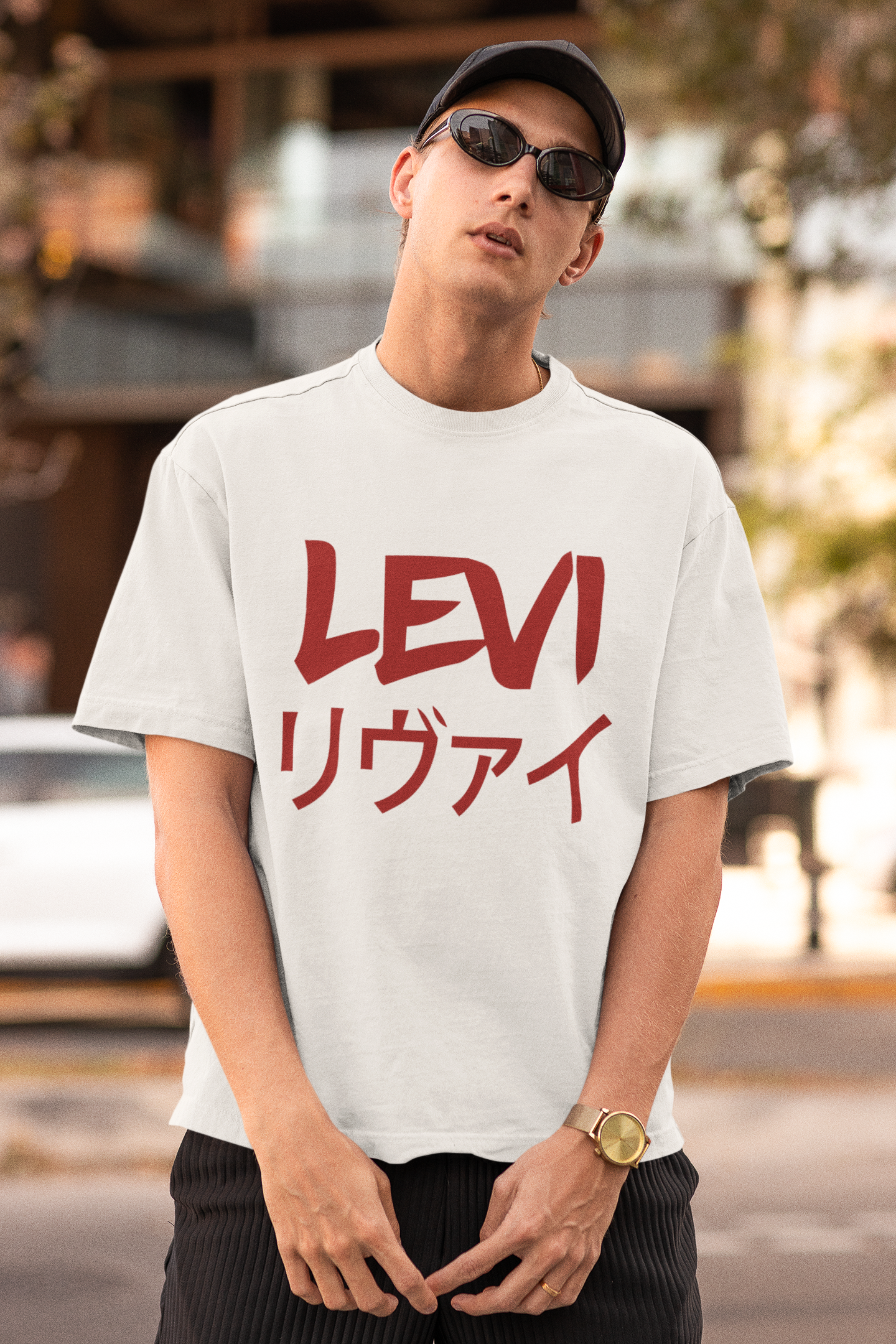 ATTACK ON TITAN LEVI ANIME - MEN'S OVERSIZED T-SHIRT