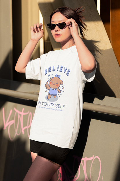 BELIEVE IN YOURSELF – CUTE WOMEN'S OVERSIZED T-SHIRT