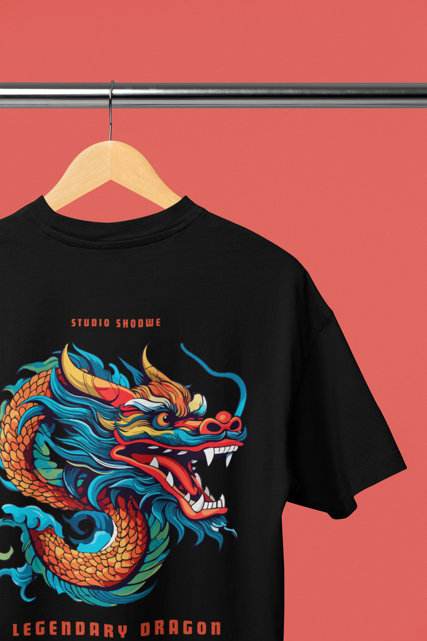 Legendary Dragon Anime: Black Oversized T-Shirt