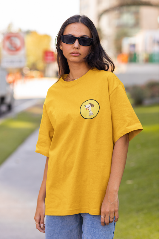 DOG ICON – YELLOW WOMEN'S OVERSIZED T-SHIRT