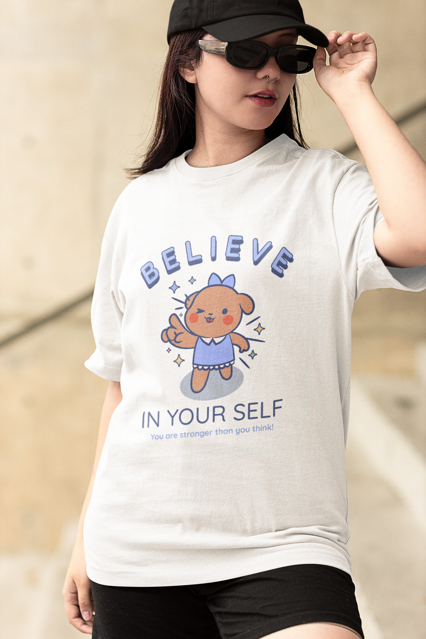 BELIEVE IN YOURSELF – CUTE WOMEN'S OVERSIZED T-SHIRT