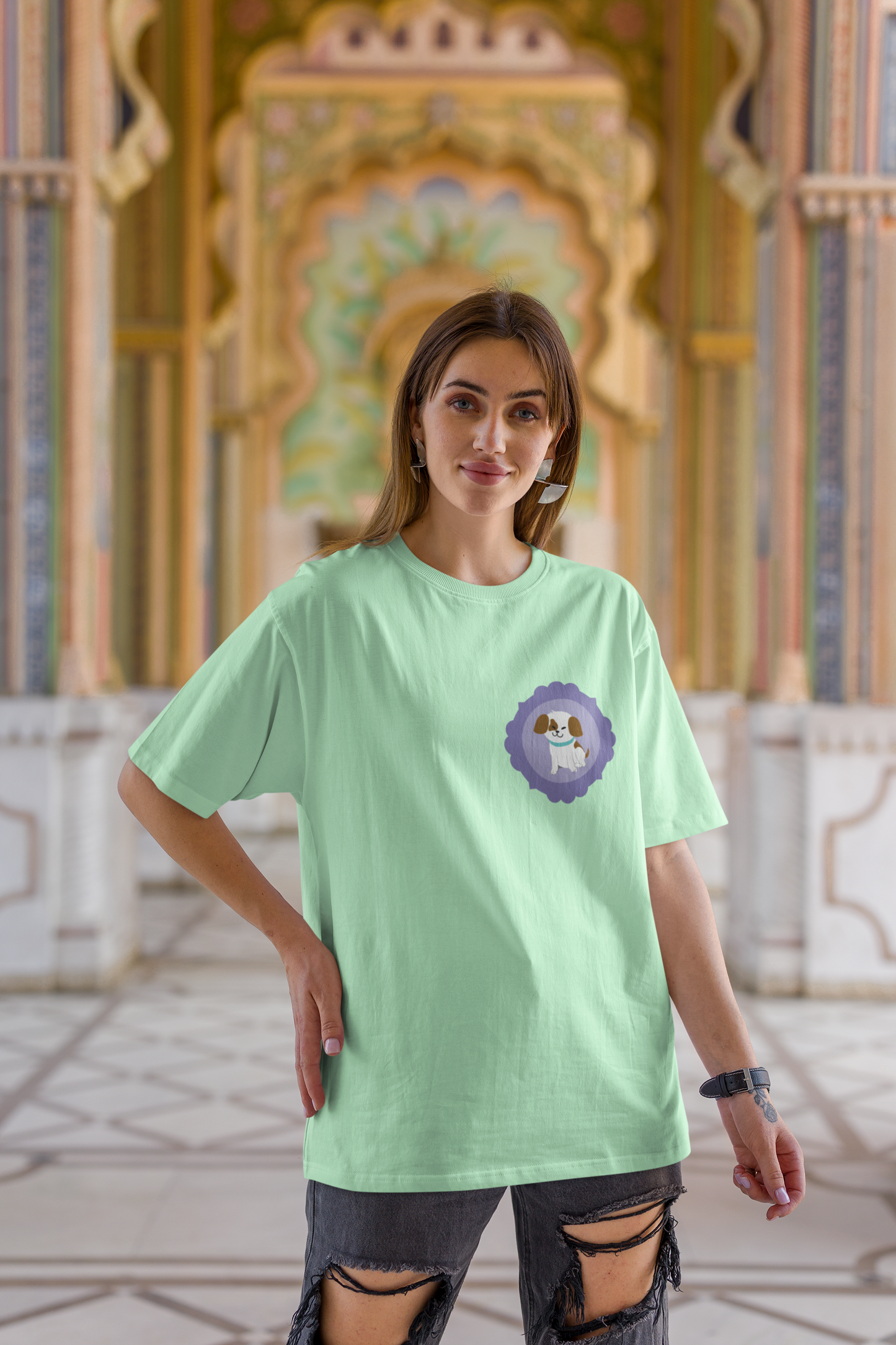 DOG ICON – MINT WOMEN'S OVERSIZED T-SHIRT